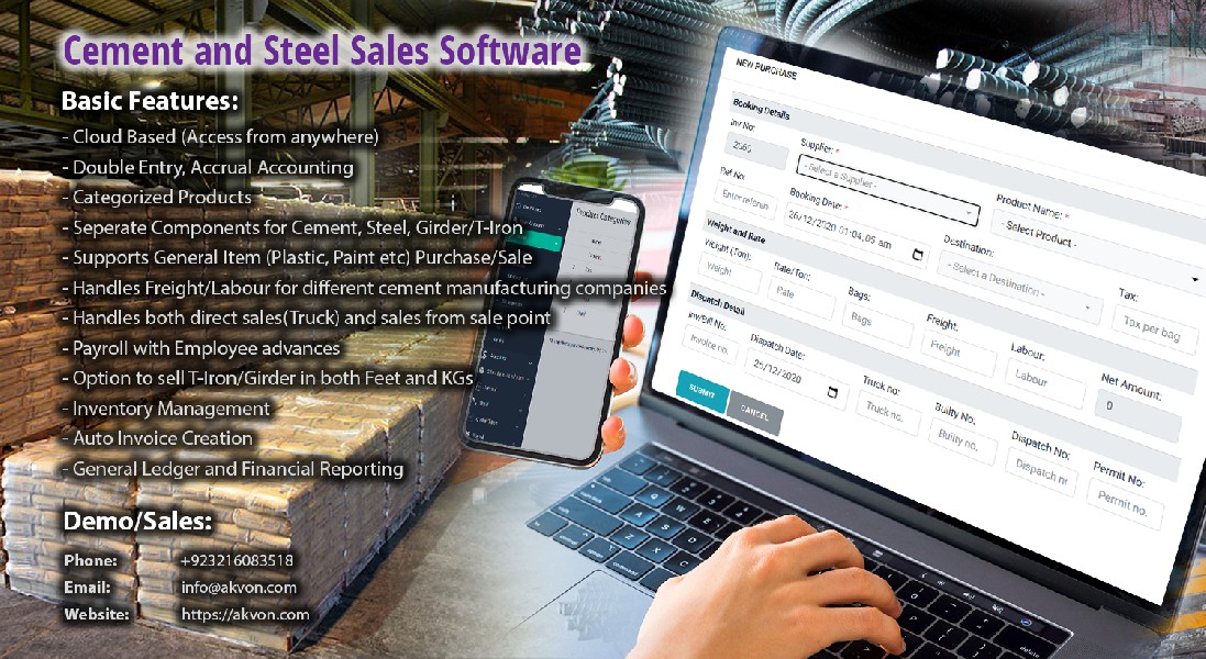 Software for Cement/Steel Dealers or Distributors in Pakistan